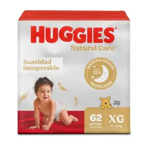 HUGGIES PAÑAL NATURAL CARE TALLA XG 62 UNIDAD