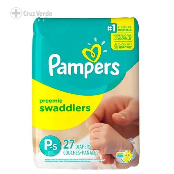PAMPERS PAÑAL SWADDLERS 27 UNIDAD TALLA P