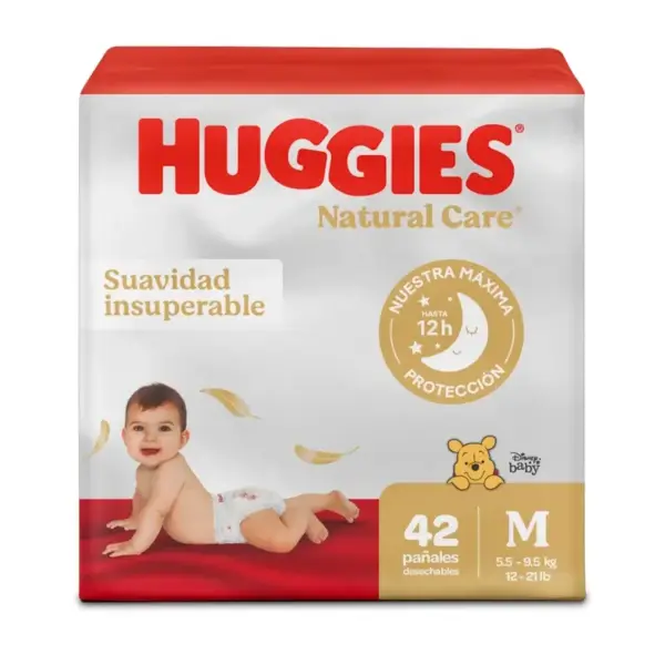 HUGGIES PAÑAL NATURAL CARE MEGA 42 UNIDAD TALLA M