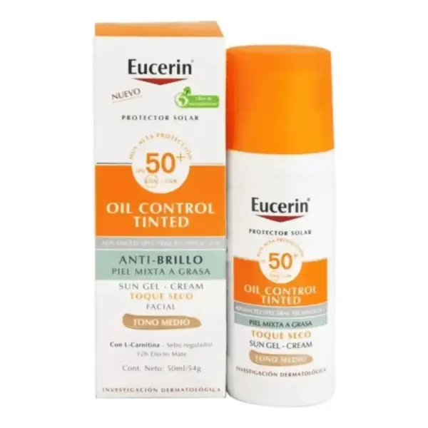 EUCERIN PROTECTOR SOLAR TOQUE SECO TONO MEDIO SPF50+ 50ML GEL-CREMA FACIAL
